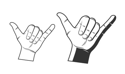 Surfer hand silhouette isolated on white background © MegaShabanov