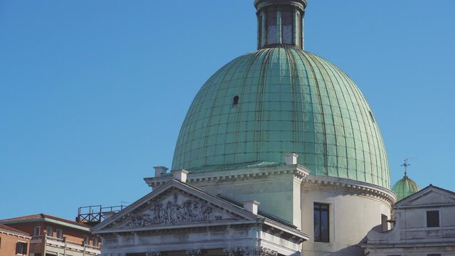Beautiful dome and main entrance of San Simeone Piccolo Church