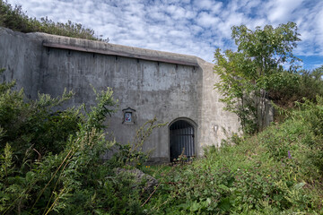 Old abandoned bunker in the woods. Military Fort. military defensive fortifications. fort number 7. Vladivostok. Russia.