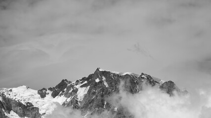 Le cime del Monte Rosa in bianco e nero riprese dal Passo Moro, Macugnaga