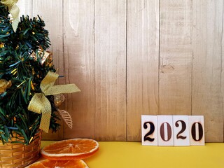 christmas decoration on wooden table