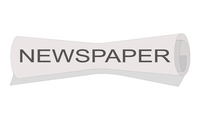 Roll of newspaper with Newspaper headline isolated on white background. Vector illustation