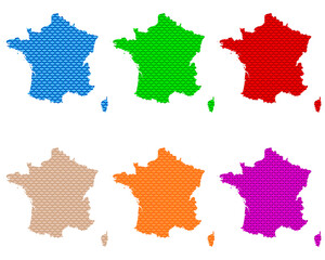Karten von Frankreich auf grobem Gewebe