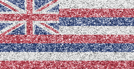 Fototapeta na wymiar Fahne von Hawaii auf Mohnsamen