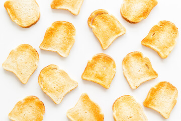 Slices of toast bread pattern. Food background. Top view