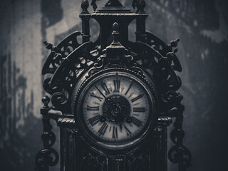 Ancient clock with balck and white