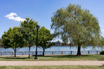 Lighthouse Park on Roosevelt Island in New York City during Summer with No People along the East River	