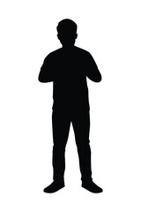 Standing man silhouette vector on white background, simple people concept..