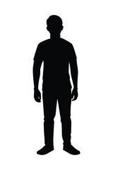 Standing man silhouette vector on white background, simple people concept..