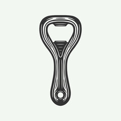 Vintage retro beer bottle opener. Can be used like emblem, logo, badge, label. mark, poster or print. Monochrome Graphic Art. Vector Illustration..