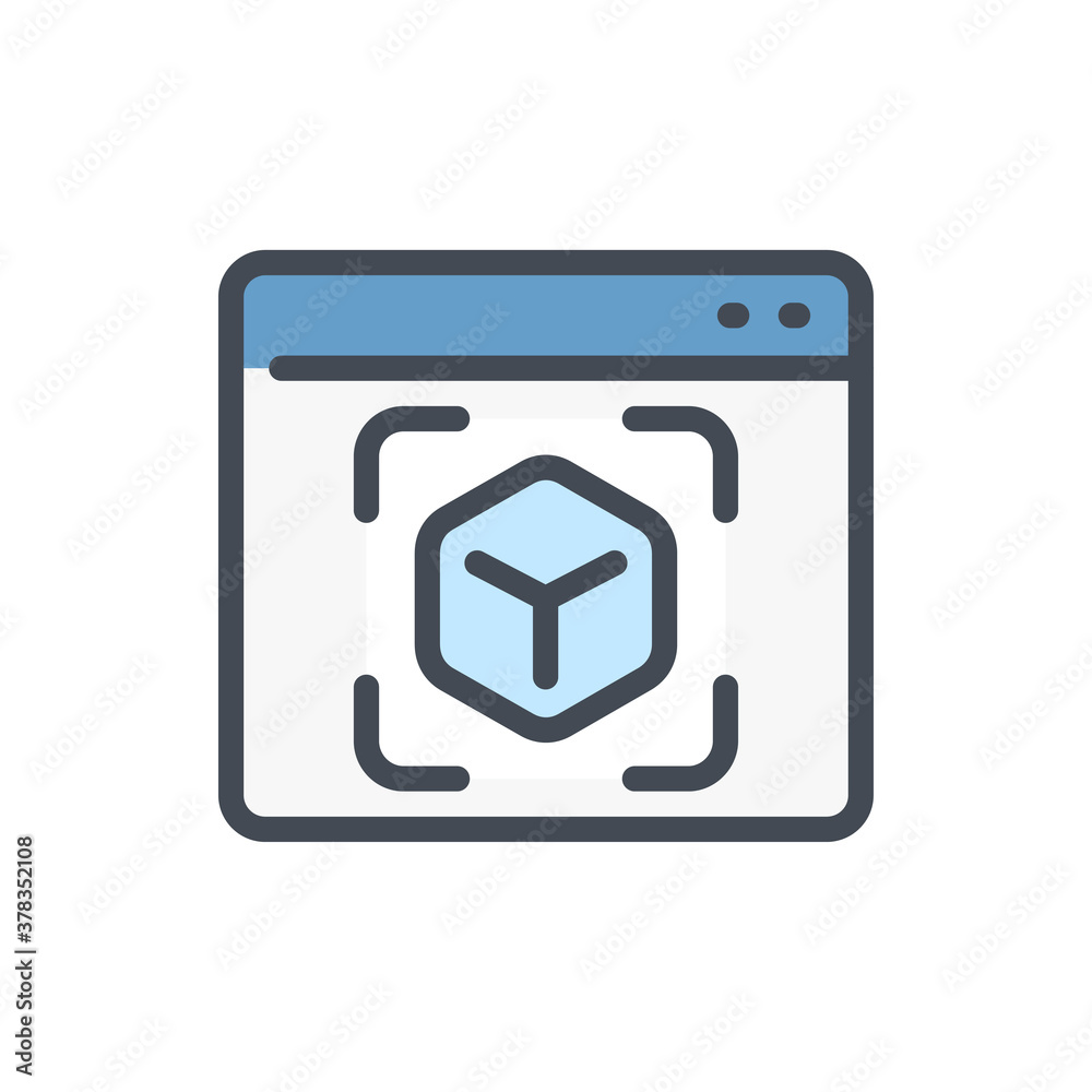 Poster augmented reality color line icon. website with cube scan vector outline colorful sign.