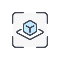 Augmented reality color line icon. Scanner with Cube projection vector outline colorful sign.