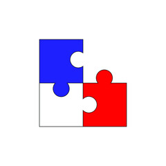 An illustration of three pieces of puzzle. France flag concept. Business logo.