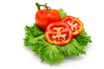Tomatoes on salad leaves