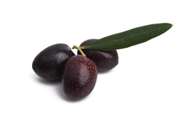 black olives with leaves isolated