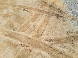 dry wheel track on the ground