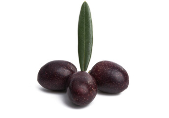 black olives with leaves isolated