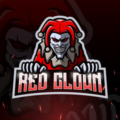 Red clown mascot esport logo design