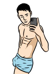 Fototapeta premium cartoon cute man on white background