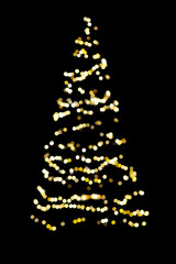 Blurred christmas tree lights isolated on black background