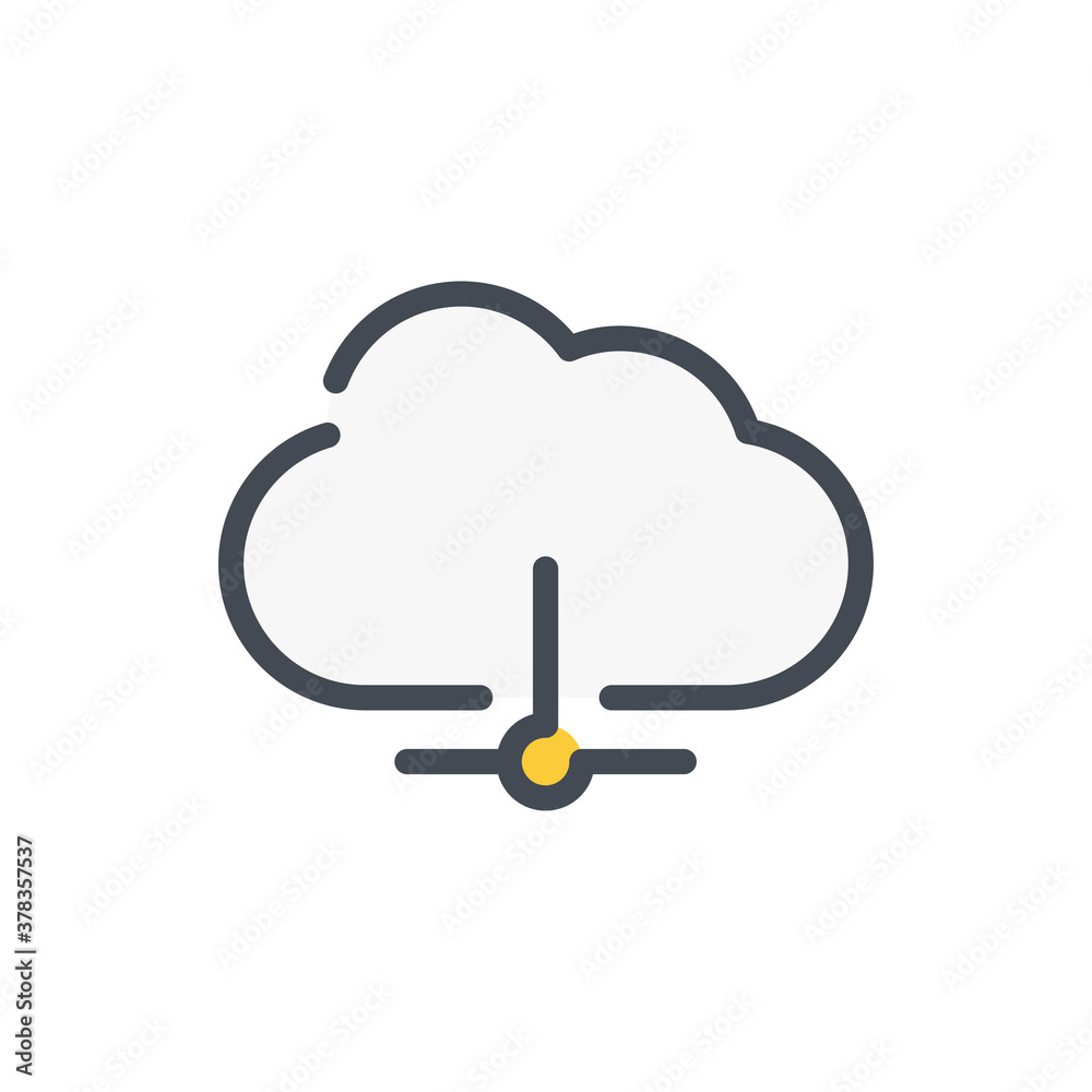 Poster cloud service network connection color line icon. cloud hosting vector outline colorful sign.