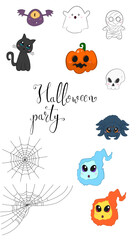 Cute Halloween creatures set