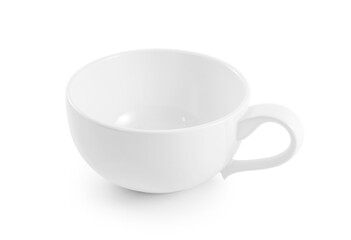 white ceramic cup on white background.