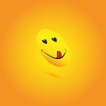 Yummy icon. Hungry smiling face with mouth and tongue emoji. Delicious, healthy funny lunch tasty mood smile avatar happy yellow character cute vector isolated cartoon symbol