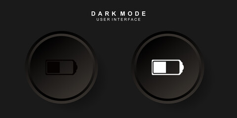 Simple Creative Battery User Interface in Neumorphism Design. Simple, modern and minimalist. Smooth and soft 3D user interface. Dark mode. For website or apps design. Icon Batery Vector Illustration.