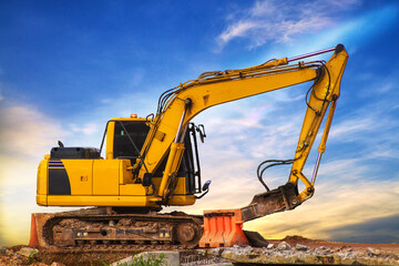 excavator at work in the site
