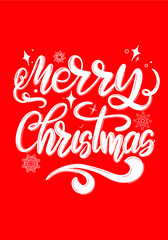 Merry christmas. Hand drawn poster. Holiday decoration. Creative idea design.  Motivational poster. Trendy design. Christmas celebrate design. Letter, great design for any purposes. Winter holiday.