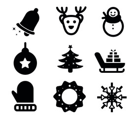Christmas thin line vector icon set. Pixel Perfect. Set Christmas Tree, Snowflake, snowman icons
