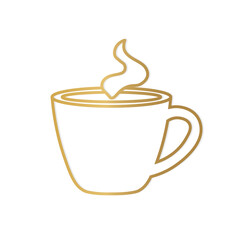 golden coffee cup icon- vector illustration