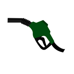 Green gasoline pump gun on white background