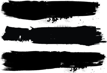 Grunge Paint Roller . Vector brush Stroke . Distressed banner . Black stripes isolated. paintbrush collection . Modern Textured shape . Dry border in Black . Bulge lines