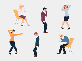 business people in different poses, financial problems