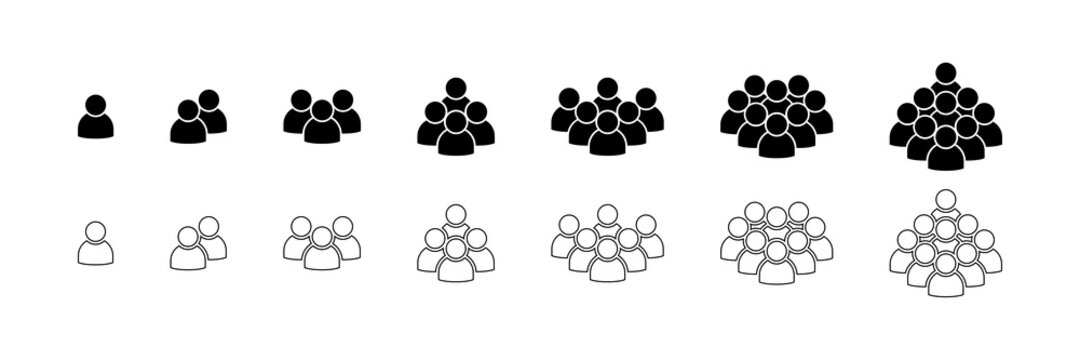 People. People Icons In Modern Simple Flat And Lines Design. People Black Vector Icon, Isolated. Persons For Web Design, App And Ui. Vector Illustration