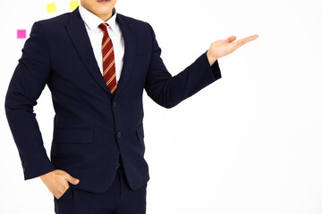 Portrait of young Asian businessman. Successful business man on white background