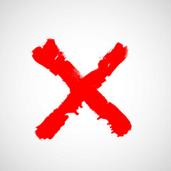 X Marks .Two Red Crossed Vector Brush Strokes. Rejected sign in grunge style.