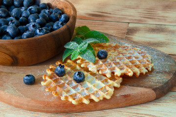 Viennese waffles with blueberries
