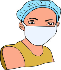 protective medical mask as protection against transmissible infectious diseases, flu and air pollution vector illustration