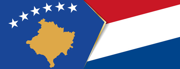 Kosovo and Netherlands flags, two vector flags.