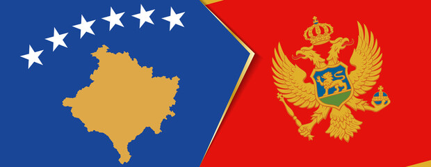 Kosovo and Montenegro flags, two vector flags.