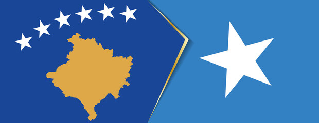 Kosovo and Somalia flags, two vector flags.