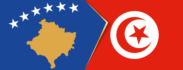 Kosovo and Tunisia flags, two vector flags.