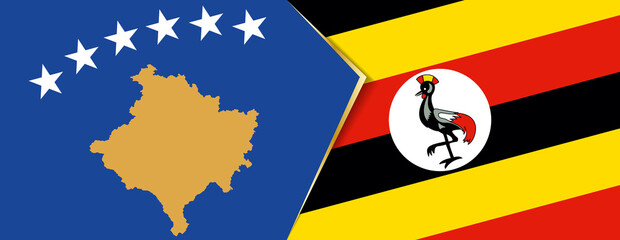 Kosovo and Uganda flags, two vector flags.