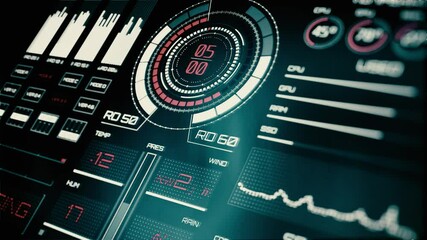 Futuristic interface/Digital perspective screen/Ultra detailed abstract digital background. Blinking and switching indicators and statuses showing work of command center,processing big data - Powered by Adobe