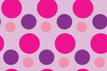 Seamless pattern with circles. Pink and purple rounds on violet board. Romantic girly print. Print for textile, gift wrapping paper, cards, web and design. Simple minimalistic texture