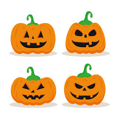 halloween pumpkins cartoons set design, happy holiday and scary theme Vector illustration