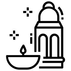 
A solid vector design of oil lamp icon
